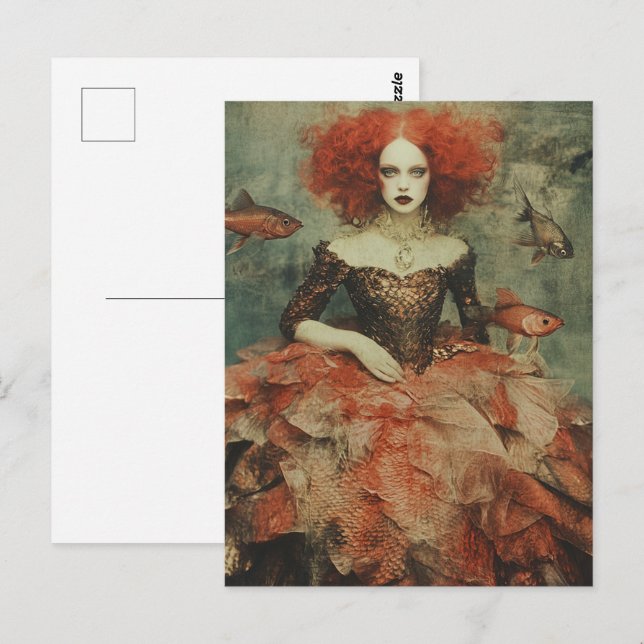 Woman in a Fish Scale Dress Fashion Postcard (Front/Back)
