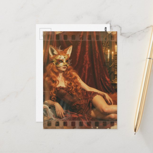 Woman in a Fox Mask Postcard (Front/Back In Situ)