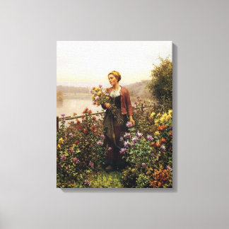 Woman in a Garden by Daniel Ridgway Knight Canvas Print