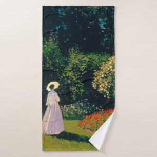 Woman in a Garden, Monet Bath Towel
