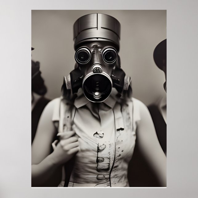 Woman in a Gas Mask Poster (Front)