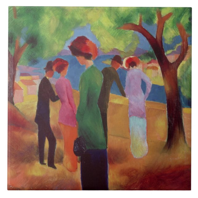 Woman in a Green Jacket, 1913 Tile (Front)