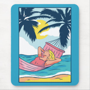 Woman in a Hammock at Beach Mouse Mat