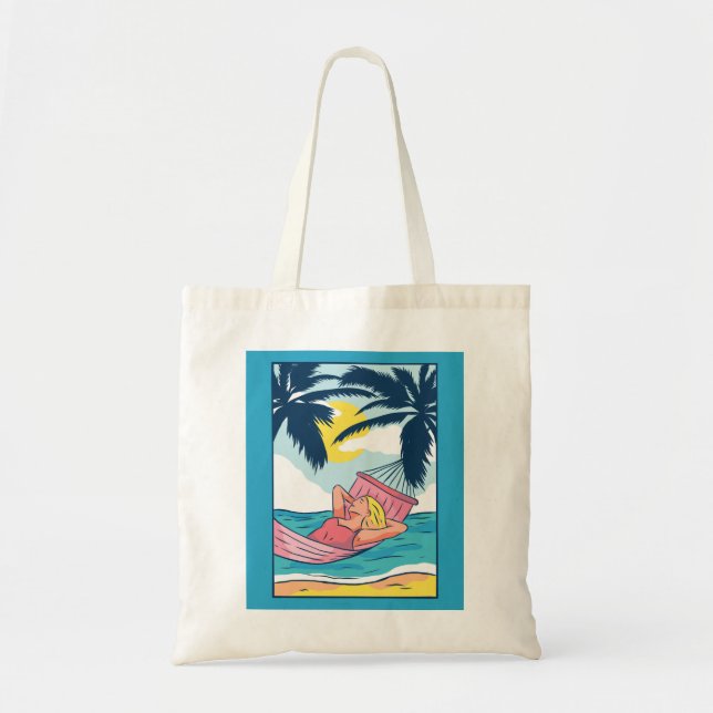 Woman in a Hammock at Beach Tote Bag (Front)
