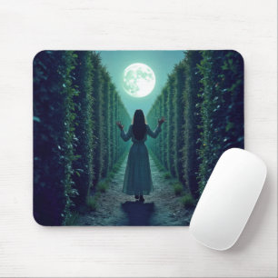 Woman In a Moonlit Tall Hedge Mouse Mat
