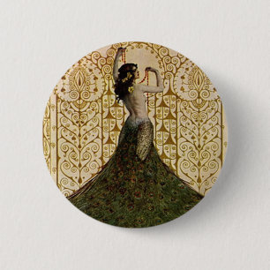 Woman in a Peacock Skirt 6 Cm Round Badge