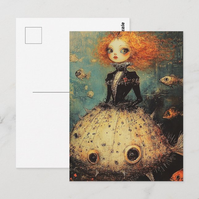 Woman in a Puffer Fish Dress Fashion Postcard (Front/Back)