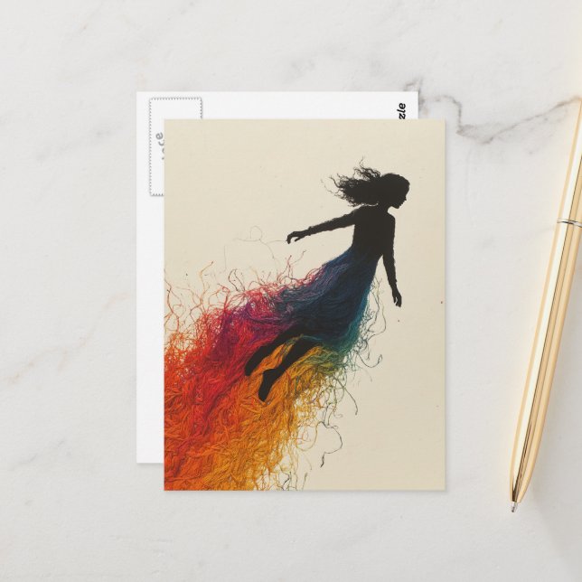 Woman in a Rainbow Dress Postcard (Front/Back In Situ)