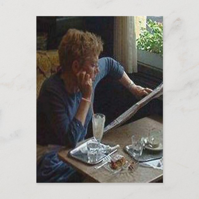 Woman in a Viennese Cafe sq.jpg Postcard (Front)