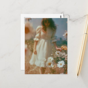 Woman in a Wildflower Field Abstract Photography Postcard