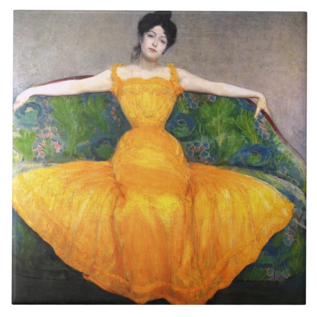 Woman in a Yellow Dress (by Max Kurzweil) Tile (Front)