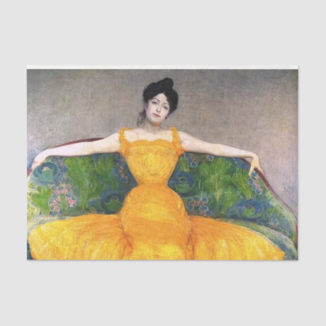 Woman in a Yellow Dress (by Max Kurzweil) Tissue Paper (Front)