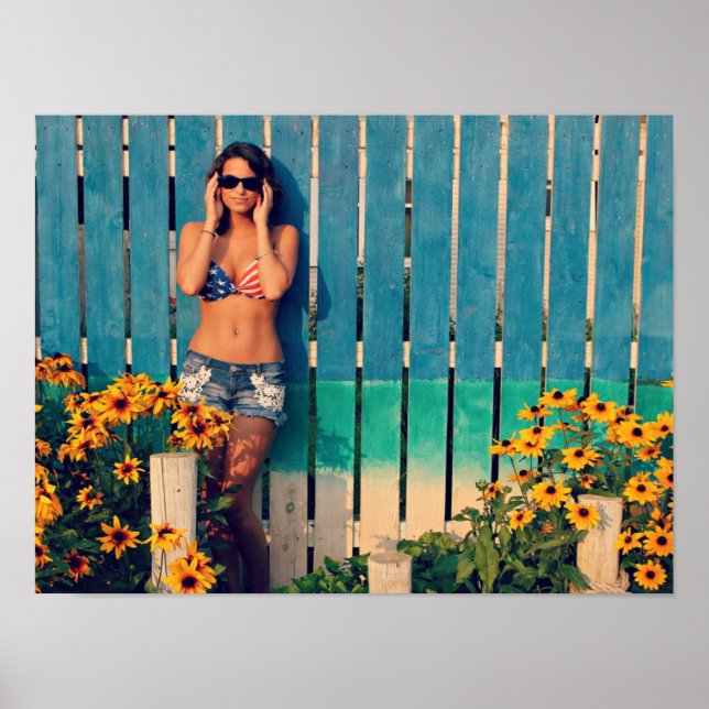 Woman In An American Flag Bikini Poster (Front)