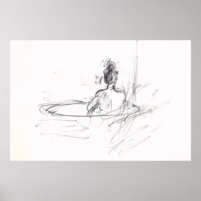 Woman in Bathtub Sketch - Poster (Front)