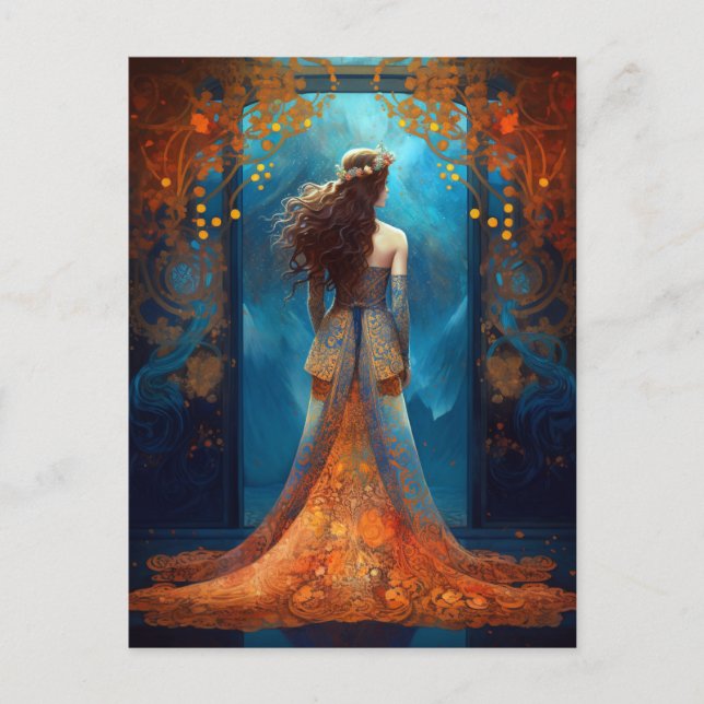 Woman In Beautiful Dress Fantasy Art Postcard (Front)