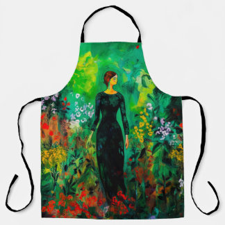 Woman in Beautiful Green Meadow  Apron