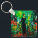 Woman in Beautiful Green Meadow  Key Ring<br><div class="desc">An AI-generated painting of a woman walking in a green meadow with beautiful flowers</div>