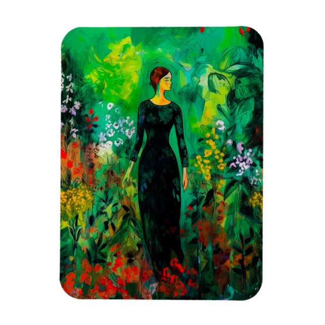 Woman in Beautiful Green Meadow  Magnet (Vertical)