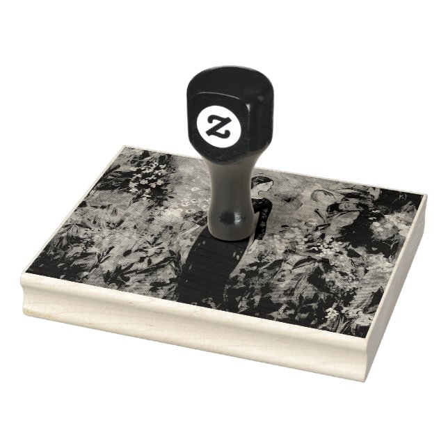 Woman in Beautiful Green Meadow  Rubber Stamp (Stamp)