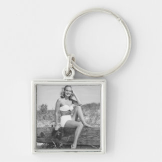 Woman in Bikini Key Ring