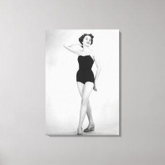 Woman in Black Corset Canvas Print