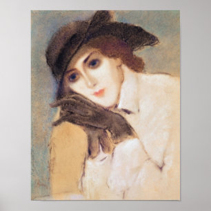 Woman in Black Gloves Poster