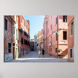 Woman in black jacket walking on sidewalk in the m poster