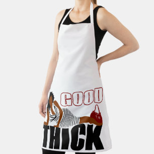 Woman in black Stripe Dress Good Thick Apron