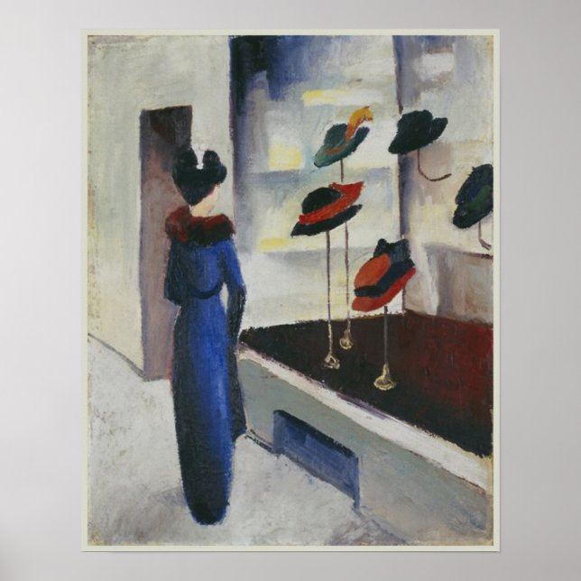Woman in Blue at the Hat Shop 1913 August Macke Poster (Front)