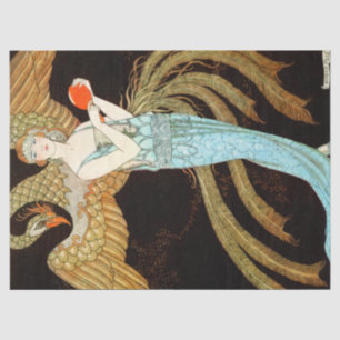 Woman In Blue Dress Tissue Paper