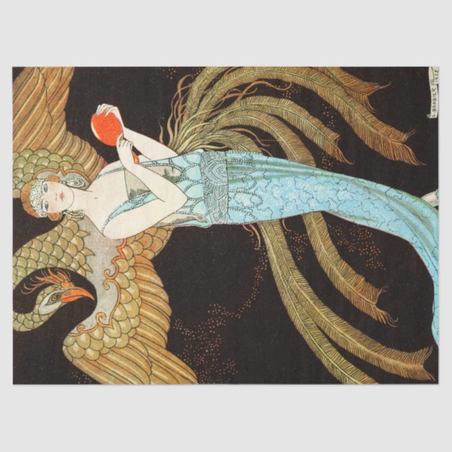 Woman In Blue Dress Tissue Paper (Front)