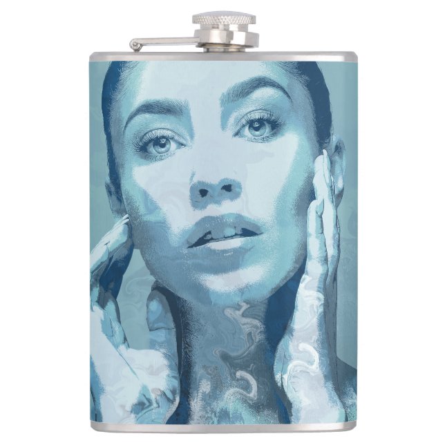 "Woman in Blue" Hip Flask (Front)
