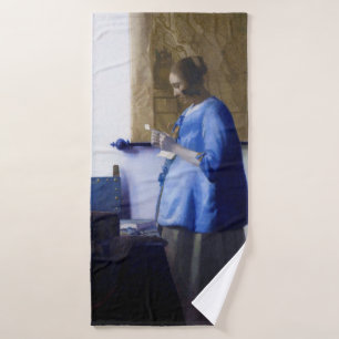 Woman in Blue, Johannes Vermeer Bath Towel