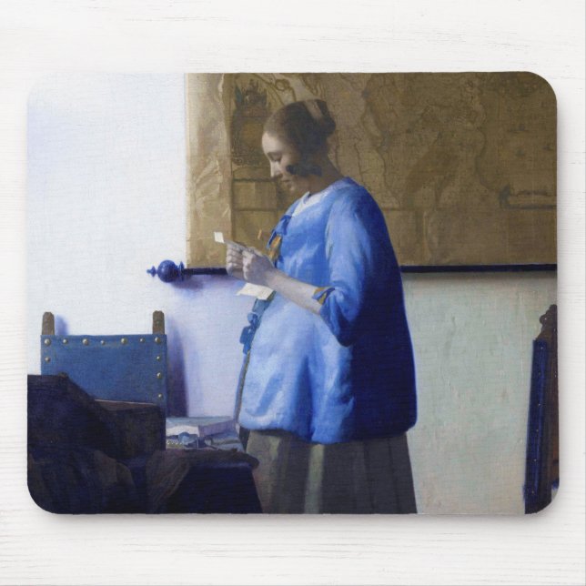 Woman in Blue, Johannes Vermeer Mouse Mat (Front)