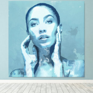 "Woman in Blue" Premium Canvas Print