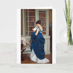 Woman in Blue, reading a Book Card
