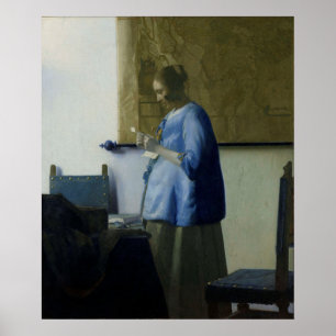 Woman in Blue Reading a Letter by Vermeer - Poster