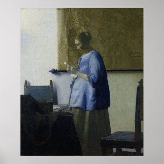 Woman in Blue Reading a Letter by Vermeer - Poster (Front)