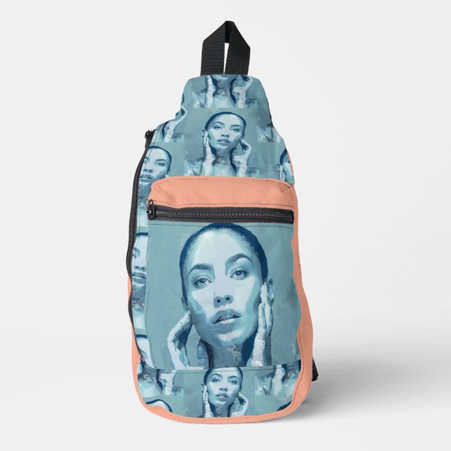 "Woman in Blue" Sling Bag (Front)