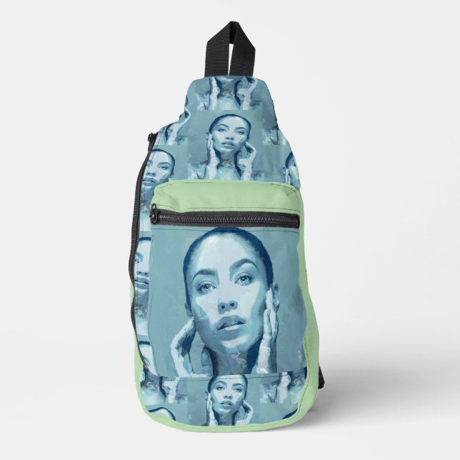 "Woman in Blue" Sling Bag (Front)