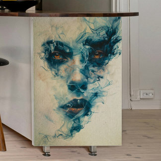 Woman in Blue Smoke Decoupage Tissue Paper