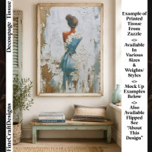 Woman in Blue & Textured Lace Dress EP9R Decoupage