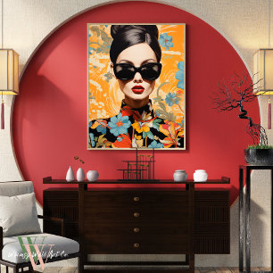 Woman in Bold Colour Print Maximalist Art