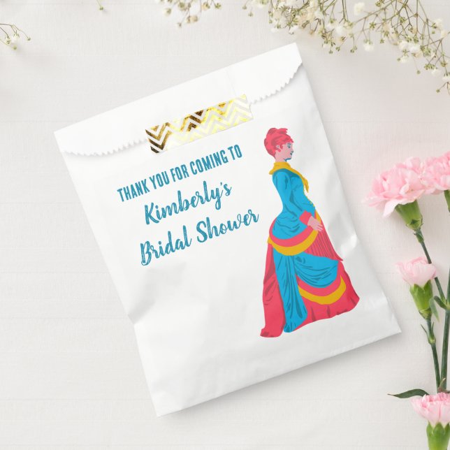 Woman in Bustle Dress Personalised Bridal Shower Favour Bags (Sealed)