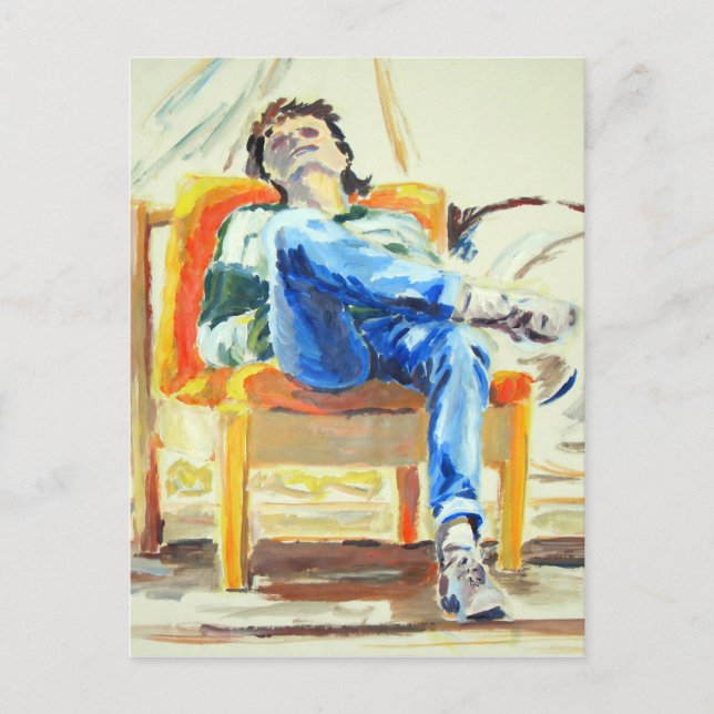 Woman in Chair Oil Painting Postcard (Front)