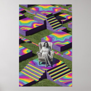 Woman In Chair Psychedelic Poster