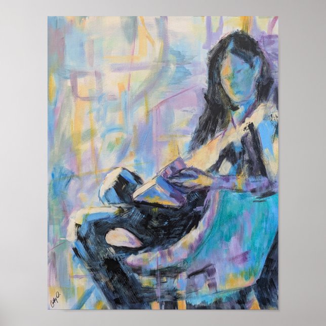 Woman in Chair Reading Painting Poster (Front)