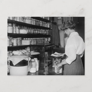 Woman in Chemistry Lab, 1910s Postcard