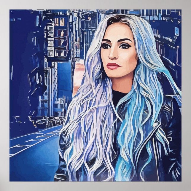 Woman In City Surreal Abstract Art Poster (Front)