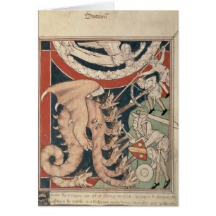 Woman in cloud above five men fighting